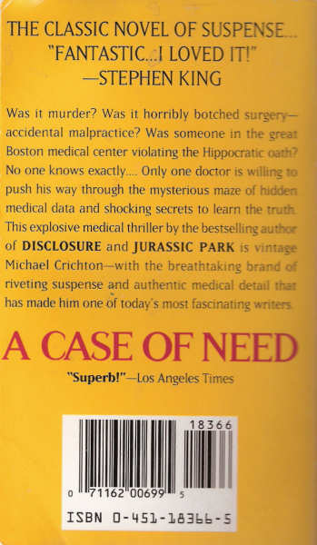 A Case of Need By Michael Crichton